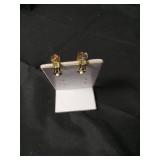 Brass and Amber Cabochon Clip-on Earrings