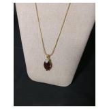 Elegant Garnet Pendant Necklace with Crystal Accent