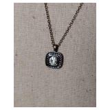 Square Crystal Pendant Necklace