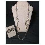 Two-Tone Circle Chain Necklace and Earring Set