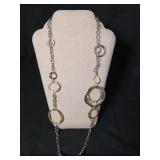 Two-Tone Circle Chain Necklace and Earring Set