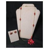 Red Poinsettia Jewelry Set