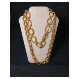 Gold Tone Twisted Link Chain Necklace