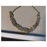 Multi-Color Crystal Leaf Design Necklace and Earrings