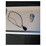 Sterling Silver Onyx Pendant Necklace with Ladies Watch