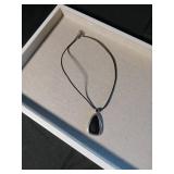 Sterling Silver Onyx Pendant Necklace with Ladies Watch