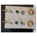 Holiday Earring Set with Wreaths and Trees
