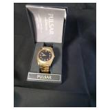 Pulsar Gold-Tone Analog Watch with Black Dial