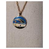 Celestial Series Enamel Landscape Pendant Necklace