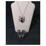 Spider Jewelry Set with Black Crystals