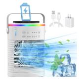 Battery Powered Portable Air Conditioner,6000mAh Rechargeable Small Air Conditioner Fan for Room,Personal Air Cooler with Mist,Timer & Light,Mini AC Unit Cooling Fan for Bedroom,Camping,Tent,Car NO CH