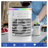 Battery Powered Portable Air Conditioner,6000mAh Rechargeable Small Air Conditioner Fan for Room,Personal Air Cooler with Mist,Timer & Light,Mini AC Unit Cooling Fan for Bedroom,Camping,Tent,Car NO CH