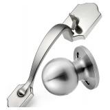 Front Door Handleset Entry Door Handle Set with Cove Knob for Right and Left Handed Sided Doors, Interior and Exterior Entrance Passage Lock, Satin Nickel