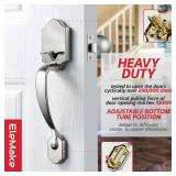 Front Door Handleset Entry Door Handle Set with Cove Knob for Right and Left Handed Sided Doors, Interior and Exterior Entrance Passage Lock, Satin Nickel