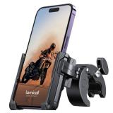 Lamicall Motorcycle Phone Mount Holder - [Camera Friendly] [1s Lock] Bike Phone Holder Handlebar Clamp, Bicycle Scooter Phone Clip, for iPhone Air, 17, 16, 15 Pro Max, Galaxy S25 Ultra, 4.7-7\" Phones