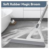 Multifunction Magic Broom, Squeegee Broom for Floor, Rubber Silicone Broom for Floor Cleaning, Magic Broom Sweeper for Living Room, Kitchen, Bathroom-Easy Dry The Glass (Grey, 54 INCH)