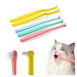 E.M&S.T by Emmeliestella Small Dog & Cat Toothbrush Micro Head, Cat Dental Care, Pets Toothbrush, Oral Hygiene, Easy to Handle, Deep Clean, Soft Bristles, Multi-Angle, Round&Pointed Toothbrush, 5 PCS