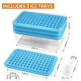 Longzon Mini Ice Cube Tray with Lid and Bin, 273 Pcs Ice Cube Trays for Freezer, Ice Cube Mold, Ice Molds Spill-Resistant Removable Lid & Ice Scoop, Ice Mold for Whiskey Cocktail, Tea, Coffee -Blue