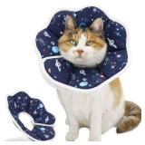 QIYADIN Soft Cat Cone, Adjustable Pet Recovery Collar After Surgery to Prevent Licking Wound, Protective Cat Neck Cone, Comfortable Pet Elizabethan Collar for Cats Kittens and Puppies (Small)