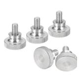 uxcell M6x10mm Knurled Thumb Screws, 5pcs 304 Stainless Steel Flat Knurled Head Thumb Screws Bolts with Shoulder Grip Knobs Fasteners