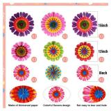 Outus Fall Flower Hanging Decorations Fall Paper Fans Classroom Ceiling Wall Decor Colorful Bloom Paper Fan for Wedding Birthday Thanksgiving Birthday Party Supplies (Spring Flower)