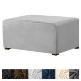 HFCNMY Ottoman Cover Rectangle,Stretch Velvet Slipcovers Rectangle Thick Covers Slipcover for Ottomans Soft Foot Stool with Elastic Bottom Light Gray X-Large (ASMFDT20230725-15)