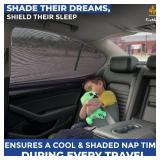 EcoNour Car Window Screens for Camping (Pack of 2) | 100% Protection from Bugs, UV and Mosquito Net | Breathable Mesh Baby Window Covers for Privacy Blackout (Medium 38\"x20\") | Car Window Accessorie