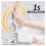 LEVERLOC Corner Shower Caddy Suction Cup, shower shelves suction cup, 2 Pack Basket Powerful Bathroom, Waterproof & Oil-proof Organizer for Kitchen, No-Drilling Removable