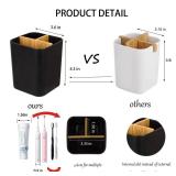 Bamboo Toothbrush Holder for Bathrooms, 3 Slots Toothbrush and Toothpaste Holder Bathroom Counter Organizer for Electric Toothbrushes, Floss, Razors - Black
