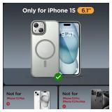 Miracase Magnetic for iPhone 15 Case (Compatible with MagSafe)ï¼with 2X Screen Protectorsï¼ Military-Grade Protection, Anti-Fingerprint Translucent Matte Phone Cover for iPhone 15 6.1 inch, Gr