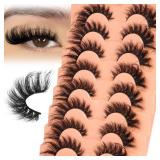 Mink Lashes Cat Eye Lashes Volume Fox Eye False Eyelashes Lashes Natural 6D D-Curly Volume Fake Eyelashes Soft Handmade Lashes that Look Like Extensions Lashes Pack