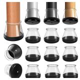 28 Pcs Chair Leg Sliders for Carpet, Round Chair Glides, Silicone Furniture Leg Protectors Caps, Carpet Protectors Table Feet Covers Cups, Teflon Furniture Pads Sliders (Fit:13/16\" ~ 1-3/16\")