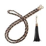BEAULEGAN Purse Chain Strap - Microfiber Leather - Replacement for Crossbody Shoulder Bag - 51 Inch Long, Black/Gold