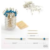 Minisland Sky Blue Pearl Cocktail Picks, 4.7 Inch Long Bamboo Fancy Toothpicks for Appetizers, Decorative Baby Shower Birthday Party Food Drink Garnish Fruit Kabob Skewer Sticks - MSL154