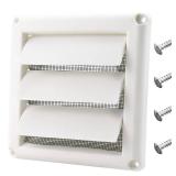 Funmit 4\" Dryer Vent Cover for Exterior Wall Vent Hood Outlet Airflow Dryer Air Vent with Screen Includes 4 Screw for Easy Installation (White)