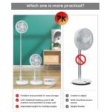 Primevolve Portable Oscillating Standing Fan,Rechargeable Battery Operated USB Floor Table Desk Fan with Remote, Bedroom Camping Travel Fans White 7.7\"