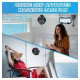 Magnetic Cruise Fan with 8000mAh Rechargeable Battery, LED Light, Timer&Power Output, Magnetically Sticks on Cabin Ceilings and Walls, Ship Approved Cabin Air Circulator