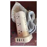 Power Strip Tower with Multiple Outlets, Flat Plug Surge Protector Tower Extension Cord with 12 AC Outlets 4 USB Ports (2 USB C), 10FT Cord Power Tower Surge Protector for Home Office Dorm Room, White