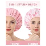 Years Calm Shower Caps For Women Reusable Waterproofï¼Pattern And Solid Color Dual-Layer Design For Dual-Layer Usableï¼Protects Hair In Shower, Spa, Cooking, Clean & Travel (Pink, Extra Large)