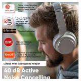 WYZE Noise Cancelling Headphones, Over The Ear Headphones with Active Noise Cancellation, High-Fidelity Sound, Transparency Mode, Alexa Built-in, White