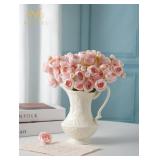 Meldel 32Pcs Ranunculus Artificial Flower, Faux Silk Mini Pink Ranunculus Flowers for DIY Bouquet, Bulk Fake Peony Wedding Filler Flowers for Centerpieces Arrangements Bridal Shower Decorations