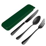 Portable Cutlery Set With Case - 18/8 Stainless Steel Spoon and Fork for Lunch Box, 3 PCs Silverware Ideal for Travel, Camping, Office