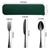 Portable Cutlery Set With Case - 18/8 Stainless Steel Spoon and Fork for Lunch Box, 3 PCs Silverware Ideal for Travel, Camping, Office