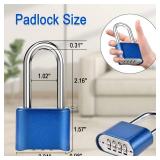 Faburo Combination Lock, 4-Digit Heavy Duty Combo Lock, Combination Padlock Weather-Resistant Heavy Duty Combo Locks for Outdoor Fence, Locker, Sheds, Gym, Gate Hasps (Long Shackle) (2pcs-Blue)
