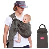 Mamaway Baby Ring Sling Carrier for Babies - Newborn and Toddler Sling (up to 165lbs), IHDI Certified, 100% Cotton Made, Soft & Breathable, Nylon 66 Safety Rings, Storage Pocket Design, Grey