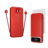 12000mAh Lightweight-Portable-Charger-Power-Bank with Built-in Cables and AC Wall Plug, PD20W USB-C Fast Charging Battery Pack, LED Display External Travel Phone Charger for All iPhone,Samsung,Android