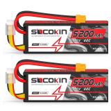 Socokin 14.8V Lipo Battery 4S 5200mAh 80C with Hard Case XT60 Plug for RC Evader BX Car RC Buggy RC Boat Drones Slash 1/10 Scale Racing Truck Racing RC Heli Airplane (2 Pack)