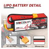 Socokin 14.8V Lipo Battery 4S 5200mAh 80C with Hard Case XT60 Plug for RC Evader BX Car RC Buggy RC Boat Drones Slash 1/10 Scale Racing Truck Racing RC Heli Airplane (2 Pack)