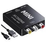 DigitPro RCA to HDMI, AV to HDMI Converter, 1080P Mini RCA Composite CVBS Video Analogue Converter Adapter Connector Support PAL/NTSC for TV/PC/ PS3/ STB/Xbox VHS/VCR/Blue-Ray DVD Players