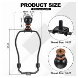 PATIKIL 5 Inch Lamp Harp Kit with Finial, 2 Set Detachable Lamp Shade Bracket Holder, DIY Lighting Accessories for Table Lamps Floor Lamps, Black